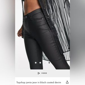 NWT Top Shop Coated Denim (Leather-like) pants Black